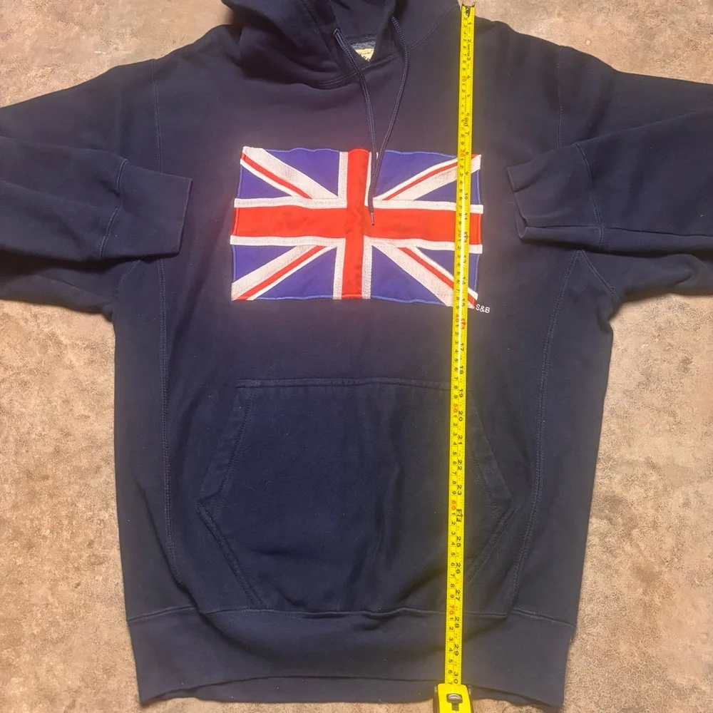 Vintage Steve & Barrys Union Jack navy blue hoodie sweatshirt Men’s Medium - Picture 5 of 6